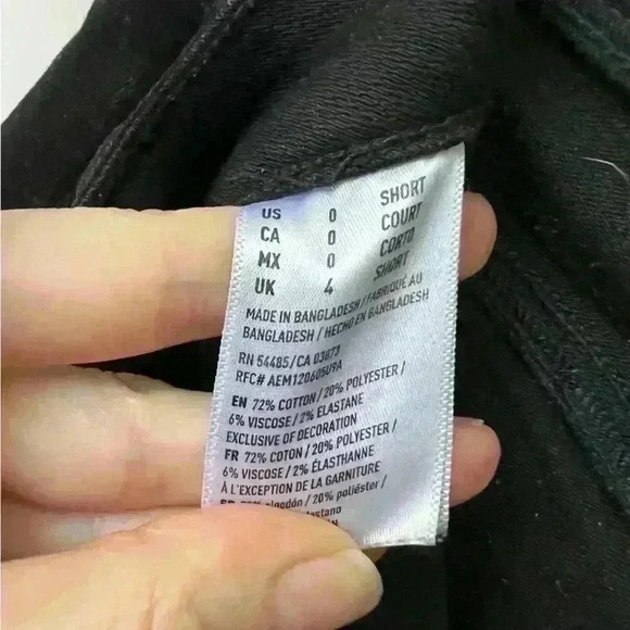 American Eagle Outfitters Women’s Black Short Stretch Denim Skinny Jeans  Punk 0 - Picture 8 of 10